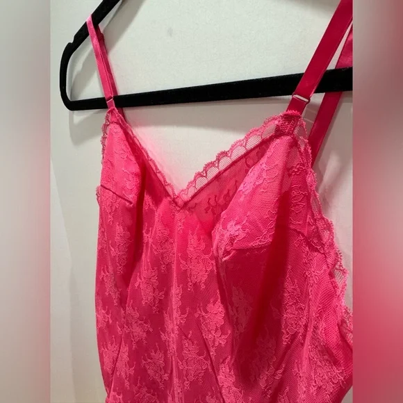 Vintage vanity fair hot pink Pink Lace Slip Dress size 32 small - Picture 3 of 9